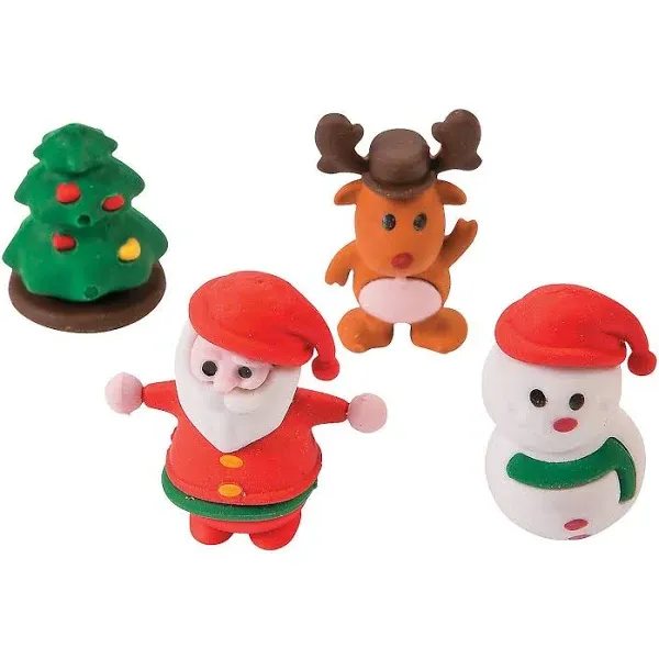 3D Christmas Character Erasers - 24 Pc.