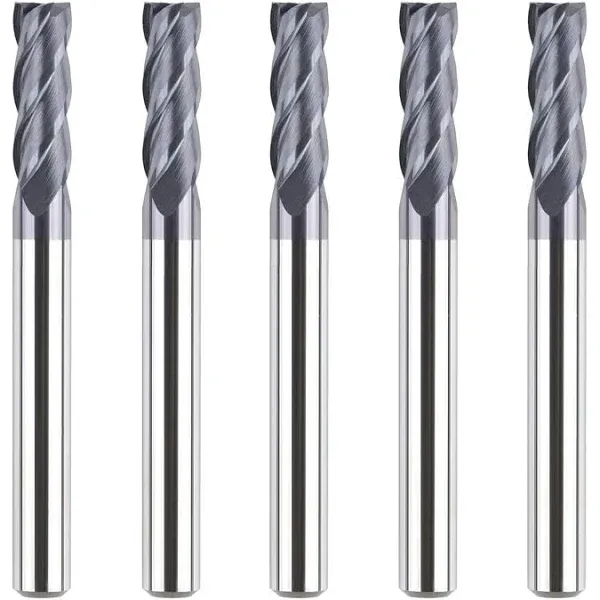 SpeTool 5PCS 12401 4 Flutes Carbide CNC End Mill Square Nose 1/4 inch Shank 2...