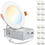 Parmida LED Technologies Parmida (16 Pack) 4 inch 5CCT Ultra-Thin LED Recessed Lighting with Junction Box, 2700K/3000K/3500K/4000K/5000K 5 Color