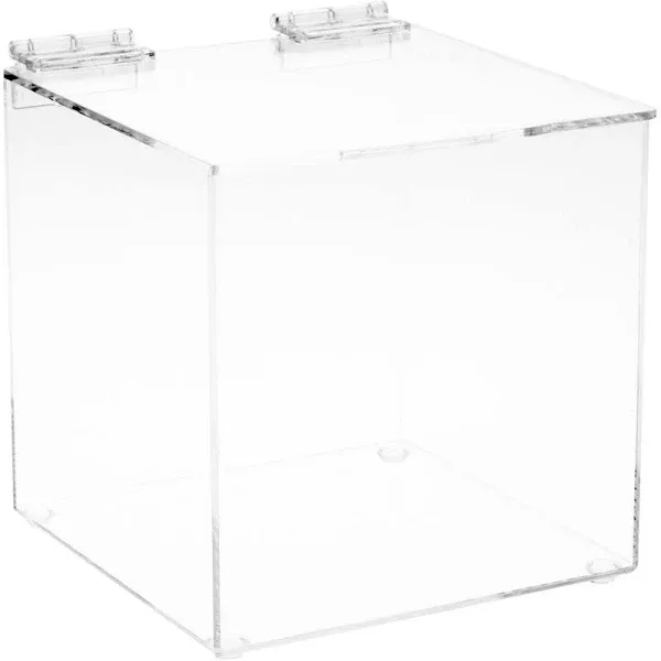 Plymor Clear Acrylic Display Case Box with Hinged Lid, 6" x 6" x 6"