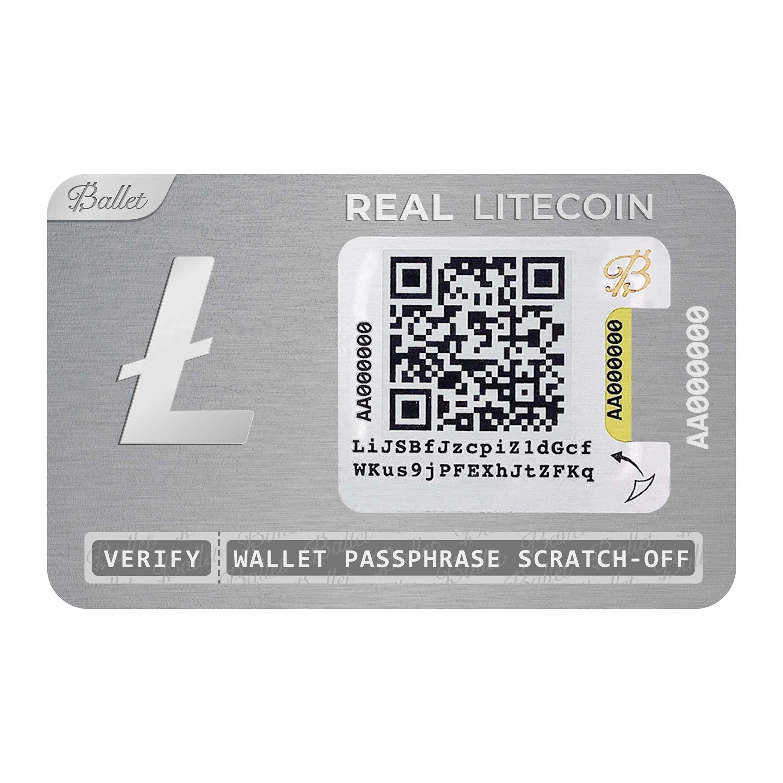 Ballet Real Litecoin (LTC) - Physical Cryptocurrency Wallet with Multicurrency Support, The Easiest Crypto Cold Storage Wallet (Single)