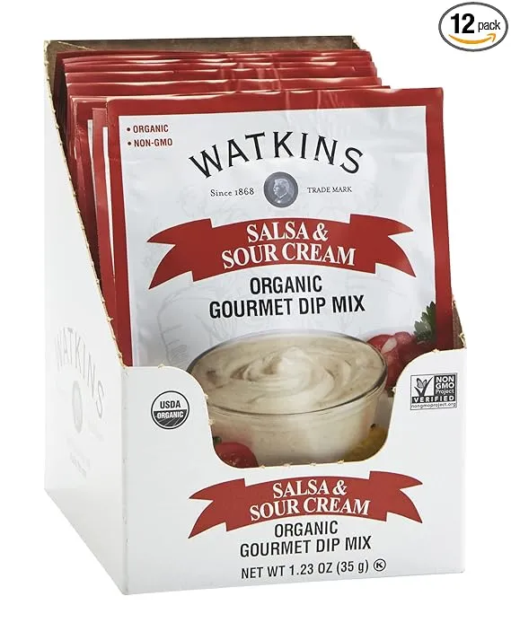 Watkins Organic Gourmet Dip Mix, Salsa & Sour Cream, 1.23 oz. Packets, 12-Pack