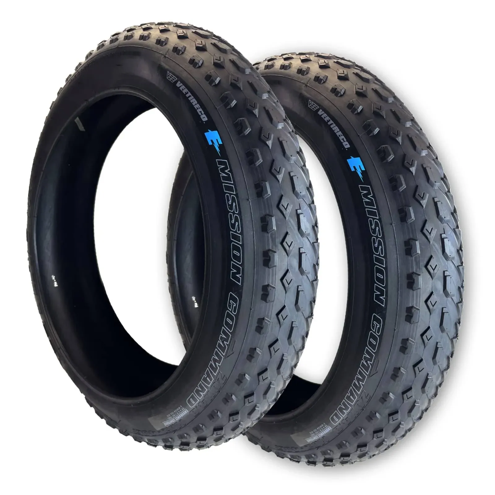 Two Vee Tire 20x4.0 Bike Tires Mission Command E-Bike 50 with Endurance Compound & Override Puncture Protection, Black