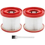 Roabertic 49-90-1900 Wet/Dry Filter Kit Replacement Compatible with Milwaukee Cordless Vacuum (Pack of 2)