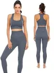 NOVA ACTIVE Workout Sets for Women 2 Piece High Waisted Seamless Leggings with Padded Stretchy Sports Bra Sets Gym Clothes