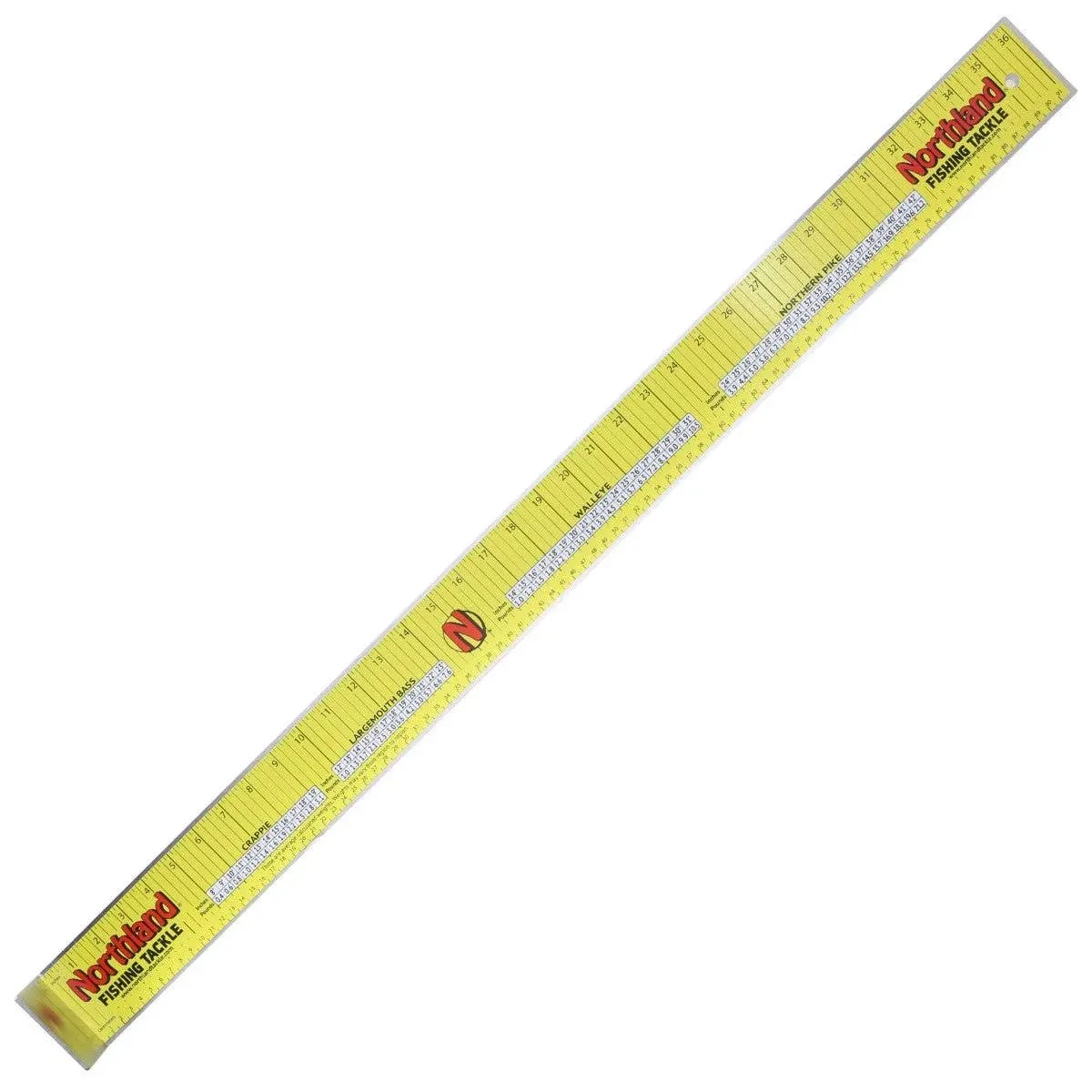 Northland Ruler Scale Fishing Measuring Board - 1/Each - 36" - Yellow, Metric and Inches for Panfish, Walleye, and Northern Pike