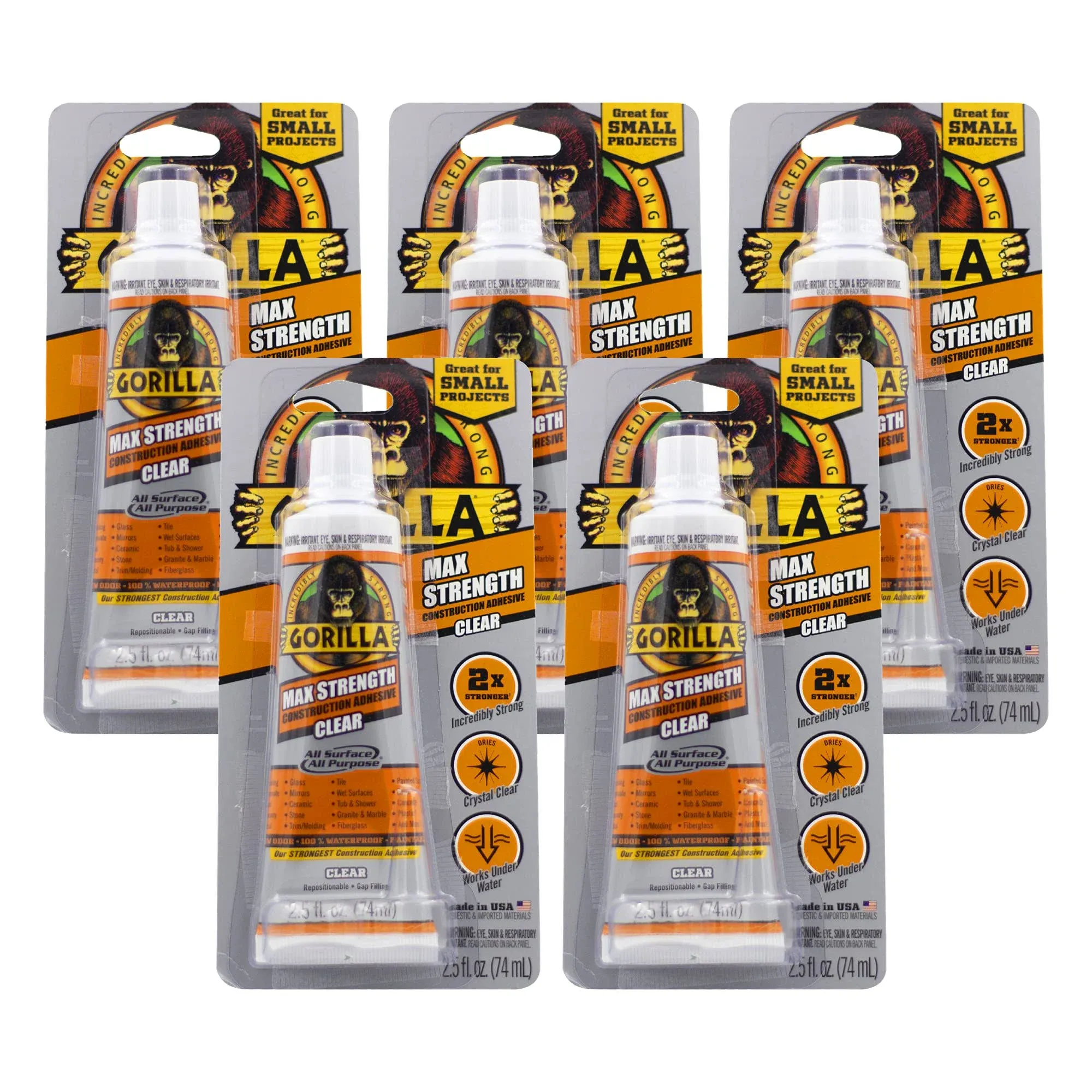 Gorilla Clear Max Strength Construction Adhesive