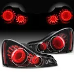 AKKON - [GTR Style] For 2008-2013 Infiniti G37 / 14-15 Q60 Coupe 3D LED Light Tube Tail Lamps Black Housing Pair Assembly