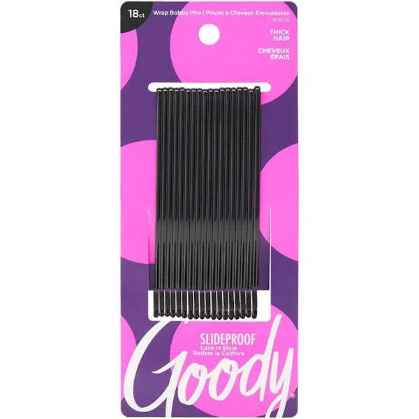 GOODY Mosaic Curved Bobby Pins, Black, X-Large, 18 Count