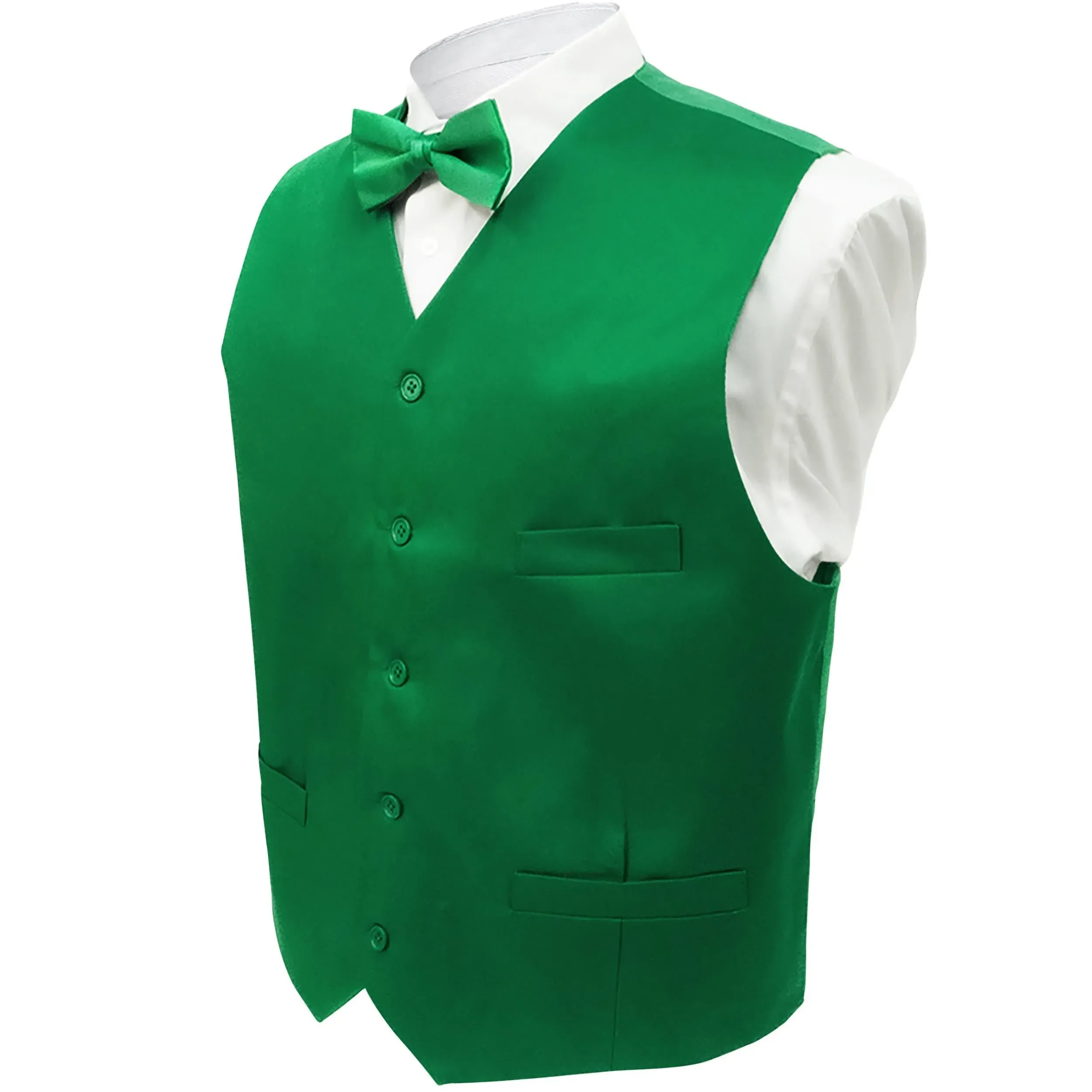 Umo Lorenzo Green Poly Twill Vest-Large, Men's