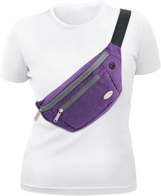 Entchin 4-zipper Pockets Fanny Pack for Women Men,Multifunctional Belt Bag,Adjustable Crossbody Waist Bag Pack,One of the Most Popular Travel Essential Gifts for Walking,Traveling,Cycling and Shopping