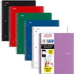 Five Star Spiral Notebook, 6 Pack, 5 Subject, College Ruled Paper, Fights Ink Bleed, Water Resistant Cover, 8-1/2" x 11", 200 Sheets, Color Will Vary (73793)