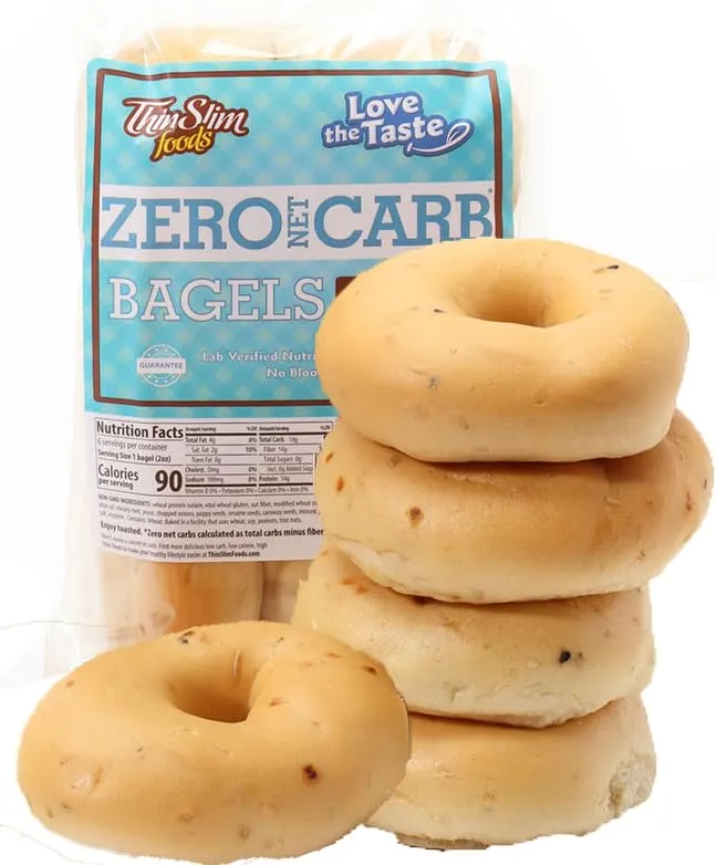 ThinSlim Foods Keto Bagels | Keto Bread Alternative | Low Carb Plain, 2 Pack (6 Zero Net Carb Bagels Per Pack)