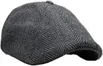 Boston Scally Co. The Peaky Grey Herringbone Newsboy Flat Cap Fitted Hat