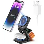 KUXIU X55 3-In-1 Foldable Magnetic Wireless iPhone iWatch airpods Charger &amp;Stand