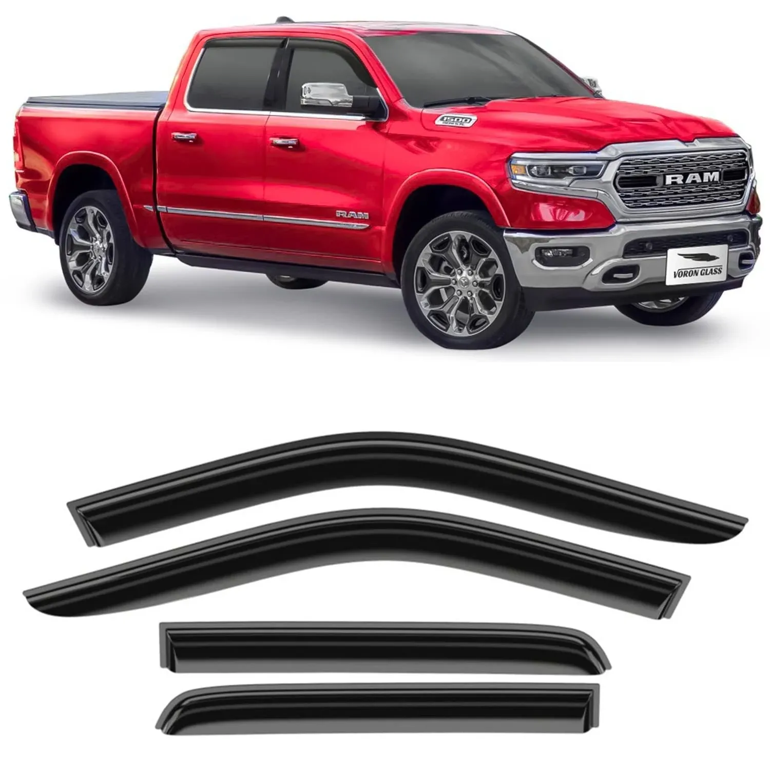 Side Window Deflectors Rain Guards for 2019-2024 Dodge RAM 1500 Crew Cab Tape-on  | eBay