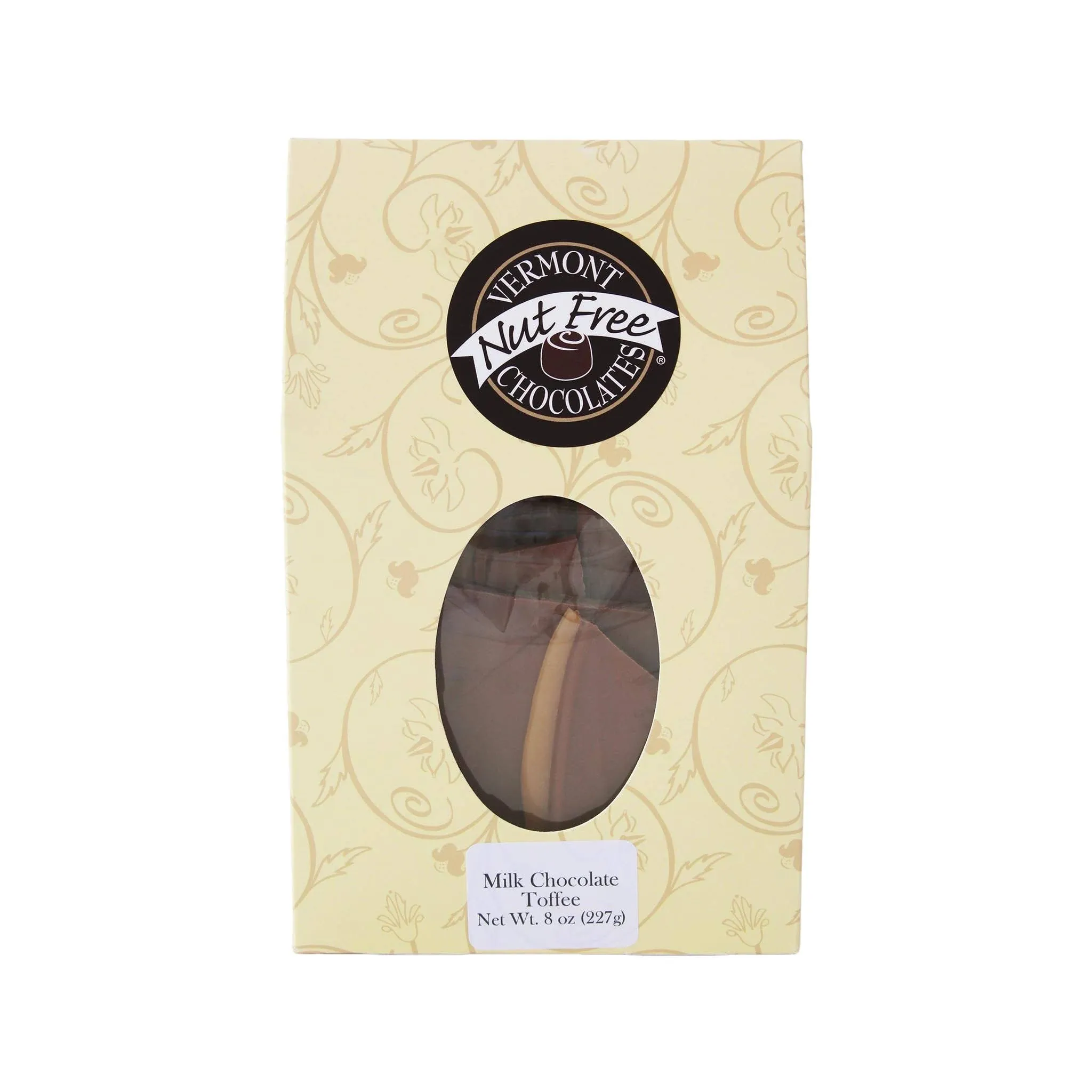 Vermont Nut Free Chocolates Toffee (Milk Chocolate) 8 Ounces, Nut-Free, Egg-Free, Kosher