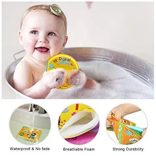 Baby Bath Toys, Nontoxic Bath Books for Babies Bath Time, Bathtub Toys for Toddlers 6 to 12 18 Months, Soft Educational Bath Toys for 1-3 Year Old Girls Boys(Pack of 3)