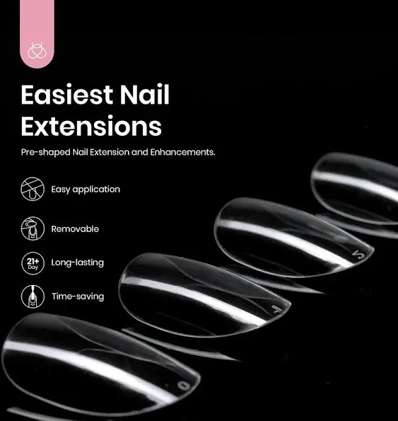 Beetles Gel Nail Tips Short Oval Shape, 500Pcs Clear Soft Gel Nail Tips Pre-shaped Full Cover False Nails Gelly Tips for Gel Nail Polish Easy Nail Extensions Acrylic Press on Nails Valentines Day Gift