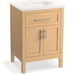 Hadron 24" Bathroom Vanity Cabinet with Sink and Quartz Top, Light Oak