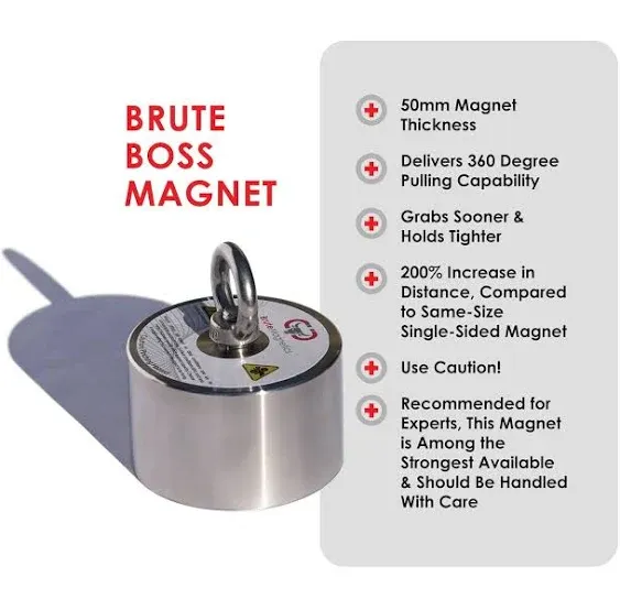 Brute Magnetics, Boss 360 Magnet, 3500 lb Pull Force, Silver