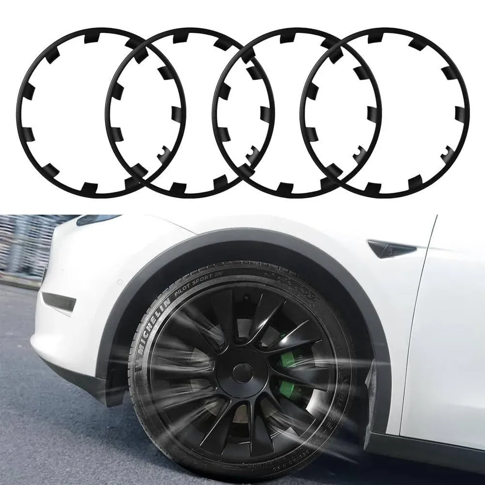 for Tesla Model Y 20 Inches Wheel Rim Protector Rim, ABS Rim Hubcaps Cover Tesla Model Y 20 inch Wheel Rim Protection Accessories, 4 PCS (Black)