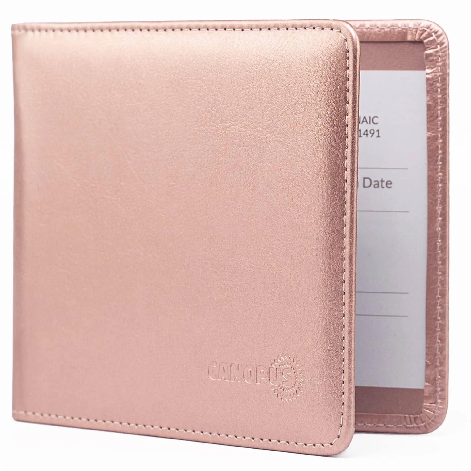 CANOPUS Car Registration and Insurance Holder, PU Leather Card Holder, Vehicle Glove Box Organizer for Auto, SUV, Truck and Motorcycle, Rose Gold