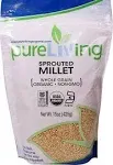 PureLiving Sprouted Organic Millet Grain Non-GMO - 15 Ounce Bag - Considered One of the Most Easily-Digestible Grains