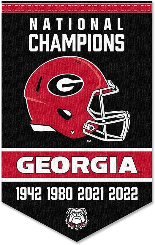 Georgia Bulldogs 4 Time Football National Champions Banner