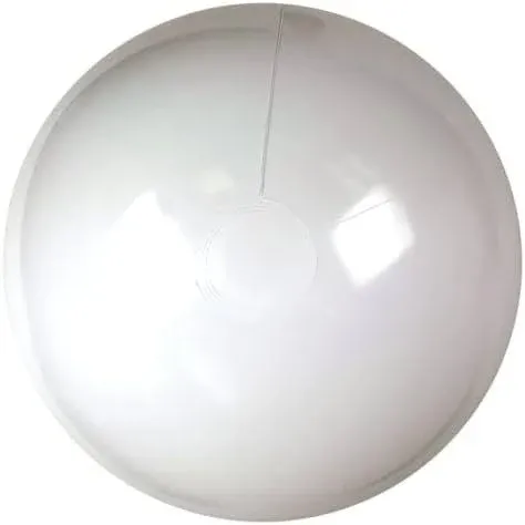 24-Inch Deflated Size Solid White Beach Ball - Inflatable to 18-Inches Diameter