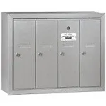 4 Doors Surface Mount Vertical Mailbox Aluminum With USPS Access Grey