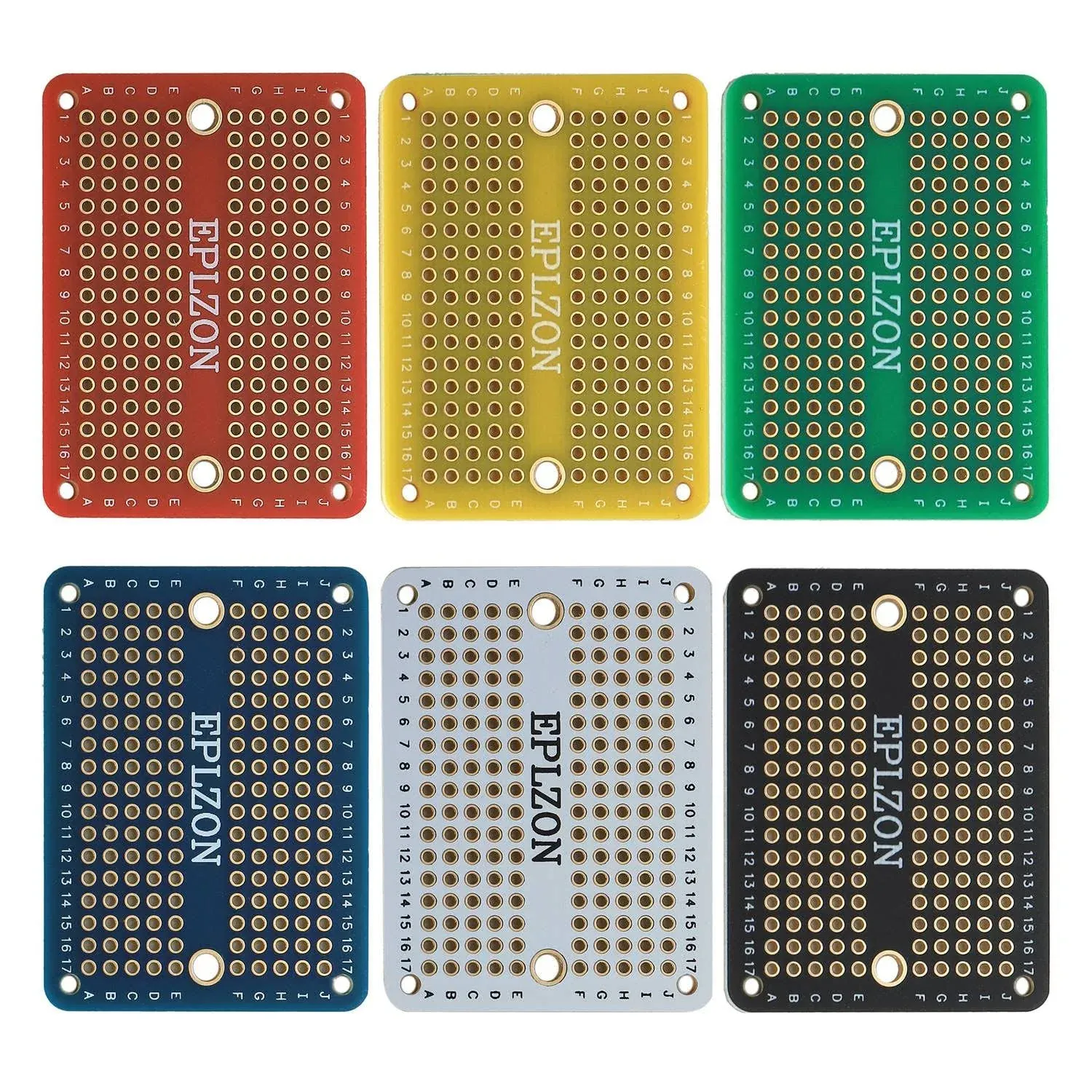 Solderable Breadboard Mini PCB Board Gold-Plated Solder Breadboard for DIY Electronics Projects Apply to Arduino Soldering Projects 2.0"x1.5" Mixed Color(Pack of 6 Pcs)