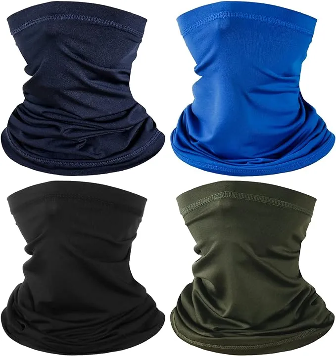 4 Pack Neck Gaiter Face Mask Scarf Masks Bandanas Breathable Outdoor Headwear Balaclavas Cover for Men Women