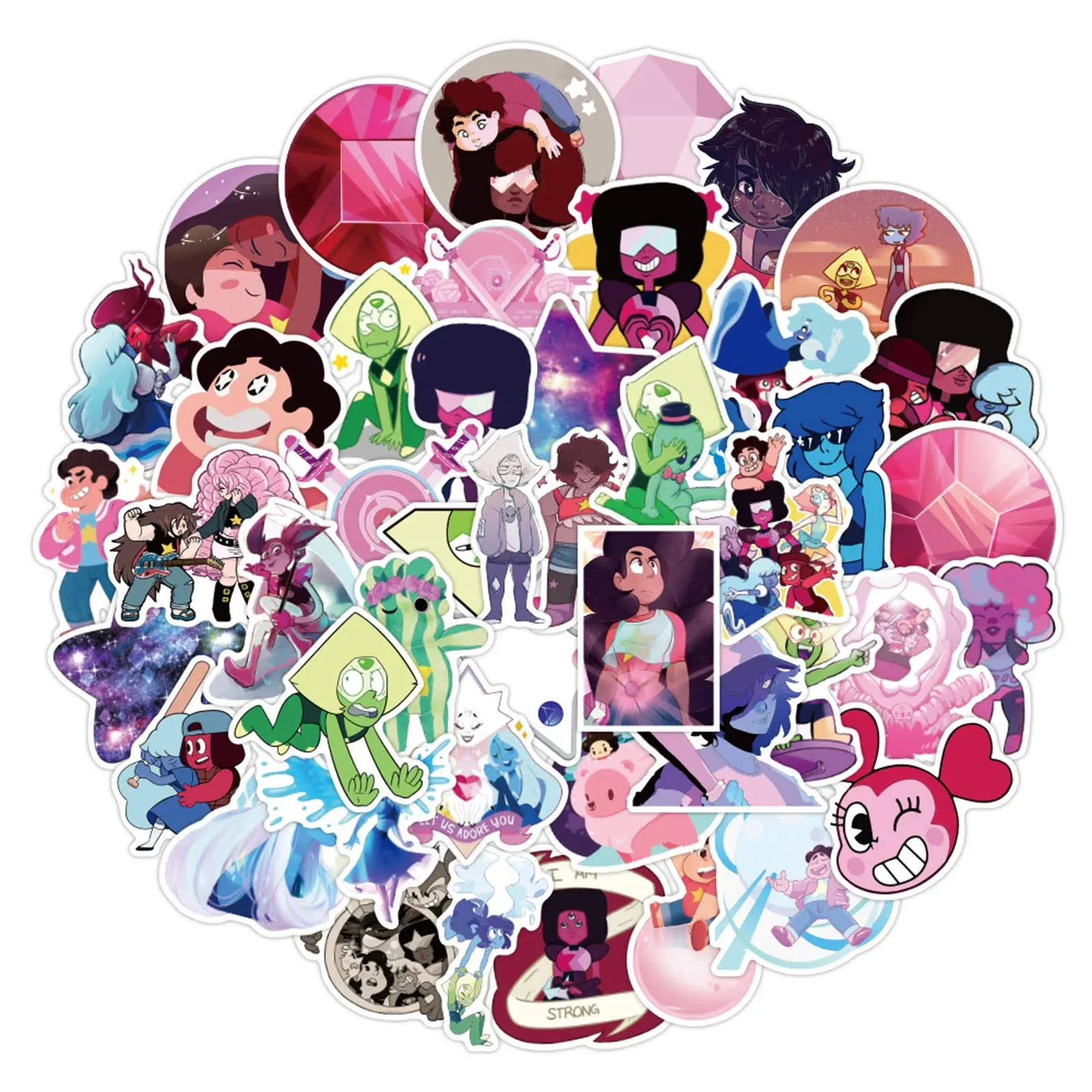 Steven Universe Sticker 50 Pcs PVC Waterproof Stickers for Laptop, Notebooks, Car, Bicycle, Skateboards, Luggage Decoration (Steven Universe)