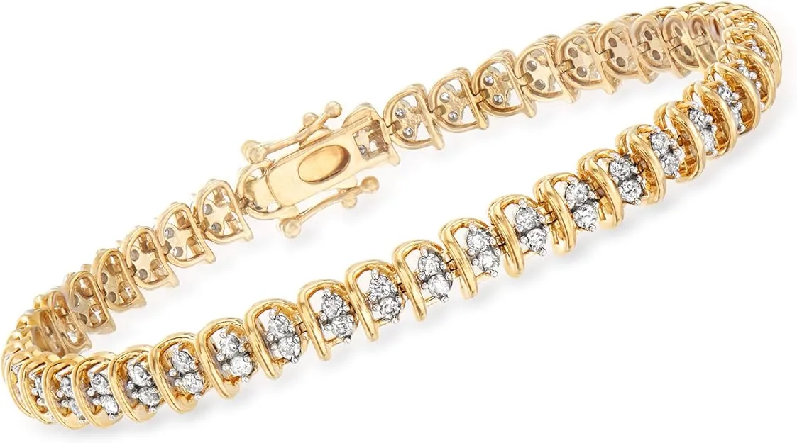 2.00 ct. t.w. Diamond Swirl-Link Tennis Bracelet in 18kt Gold Over Sterling  | eBay