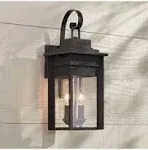 Franklin Iron Works Bransford Traditional Outdoor Wall Light Fixture Lantern Black Specked Gray 17