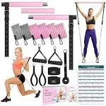 Pilates Bar Kit with Resistance Bands, Multifunctional Yoga Pilates Bar with Heavy-Duty Metal Adjustment Buckle, Portable Home Gym Pilates Resistance Bar Kit for Women Full Body Workouts