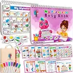 Curious 2 Learn Montessori Busy Book for Toddlers Ages 3 and Up, Pre K Preschool Learning Activities Book - Autism Sensory Learning & Education Toys Kindergarten Workbook (Pink)