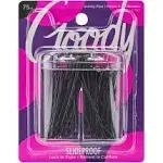 Bobby Pin Box with Magnetic Top - 75 Count Black Slideproof Pins - Lock in Place