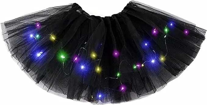 Girl's Tutu Skirt with LED Light Layered Ballet Tutu Skirts Mesh Fluffy Princess Dancing Skirt 2-8 Years Old