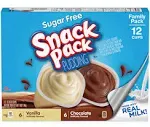 Snack Pack Sugar Free Chocolate and Vanilla Flavored Pudding Family Pack