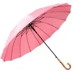 ThreeH Bamboo Stick Umbrella Auto Open Solid Color Fashionable and Simple 190t 16 Ribs,KS08