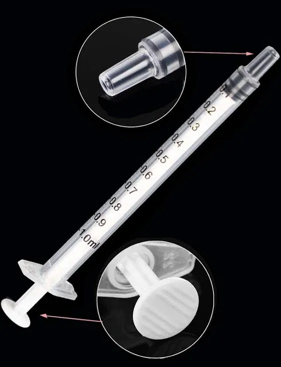 1ml Syringes with Caps (Pack of 50pcs)