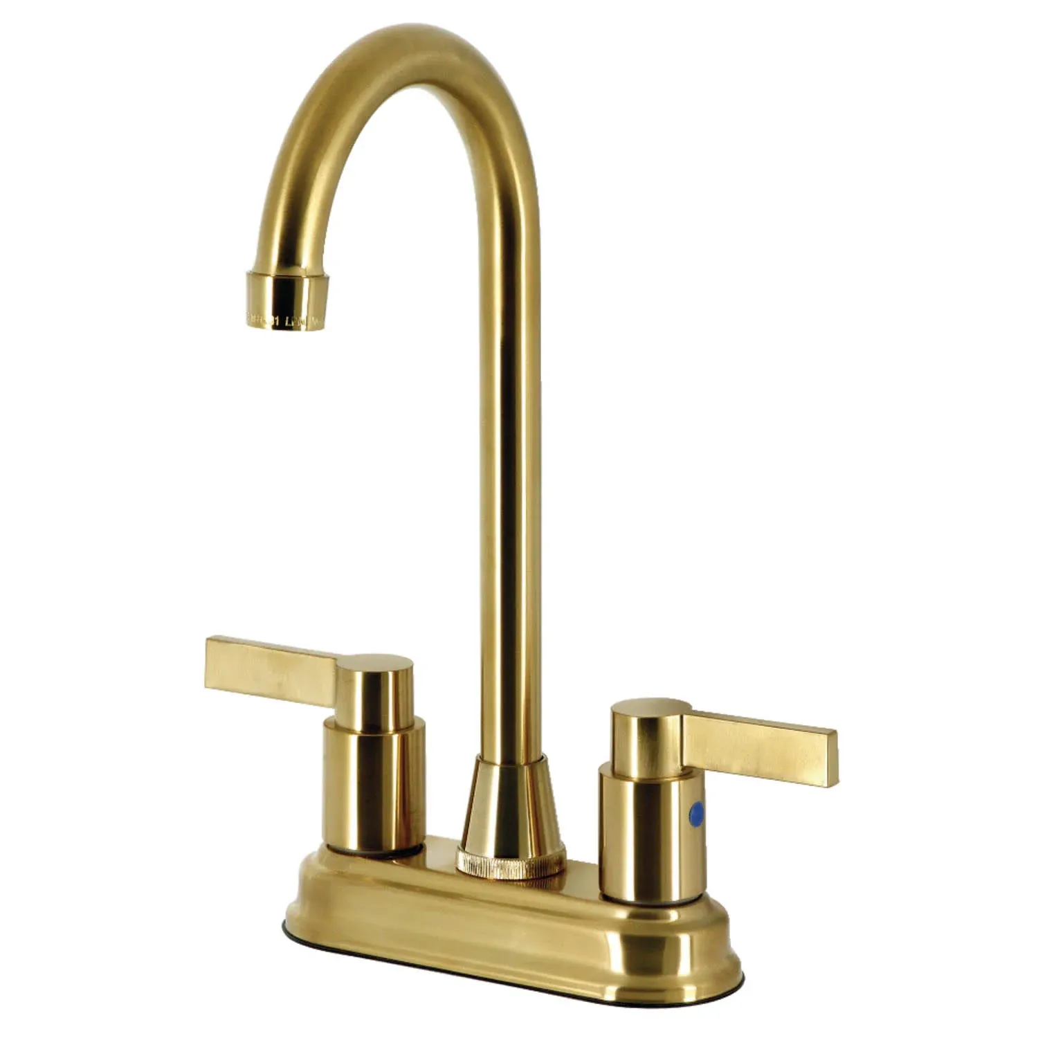 Kingston Brass KB8497NDL NuvoFusion 4" Centerset Bar Faucet, Brushed Brass