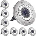 Solar Lights Outdoor with 16 Led, Bright Solar Ground Light Outdoor White 8 Pack