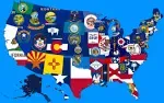 United States Map with State Flags Poster - Laminated 14X19.5 In. - Educational