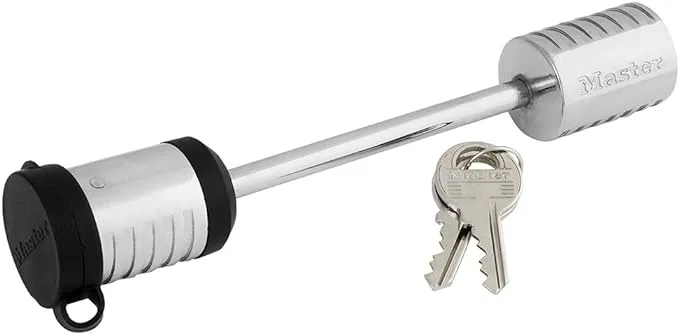 Master Lock 1471DAT Trailer Coupler Latch Lock, 3-1/2" Long Shackle x 9/32" Diameter Pin Silver, Fits UFP and surge brake couplers