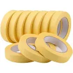 Lichamp 10-Pack Automotive Refinish Masking Tape Yellow 25mm x 50m, Cars Vehicles Auto Body Paint Tape, Automotive Painters Tape Bulk Set