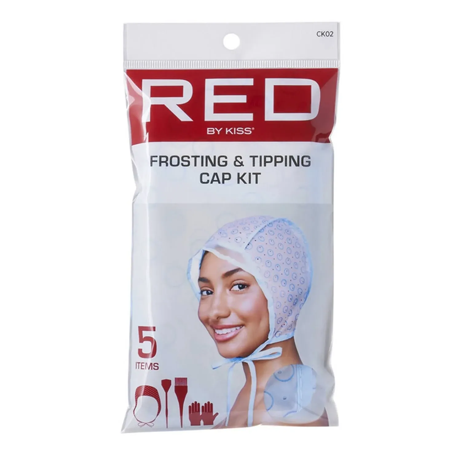 Red by Kiss Hair Dye Coloring and Highlighting Kit Frosting and Tipping Cap kit (2 Piece Kit)