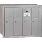 Salsbury Industries 3504ARU Vertical Mailbox - 4 Doors - Aluminum - Recessed Mounted - USPS Access